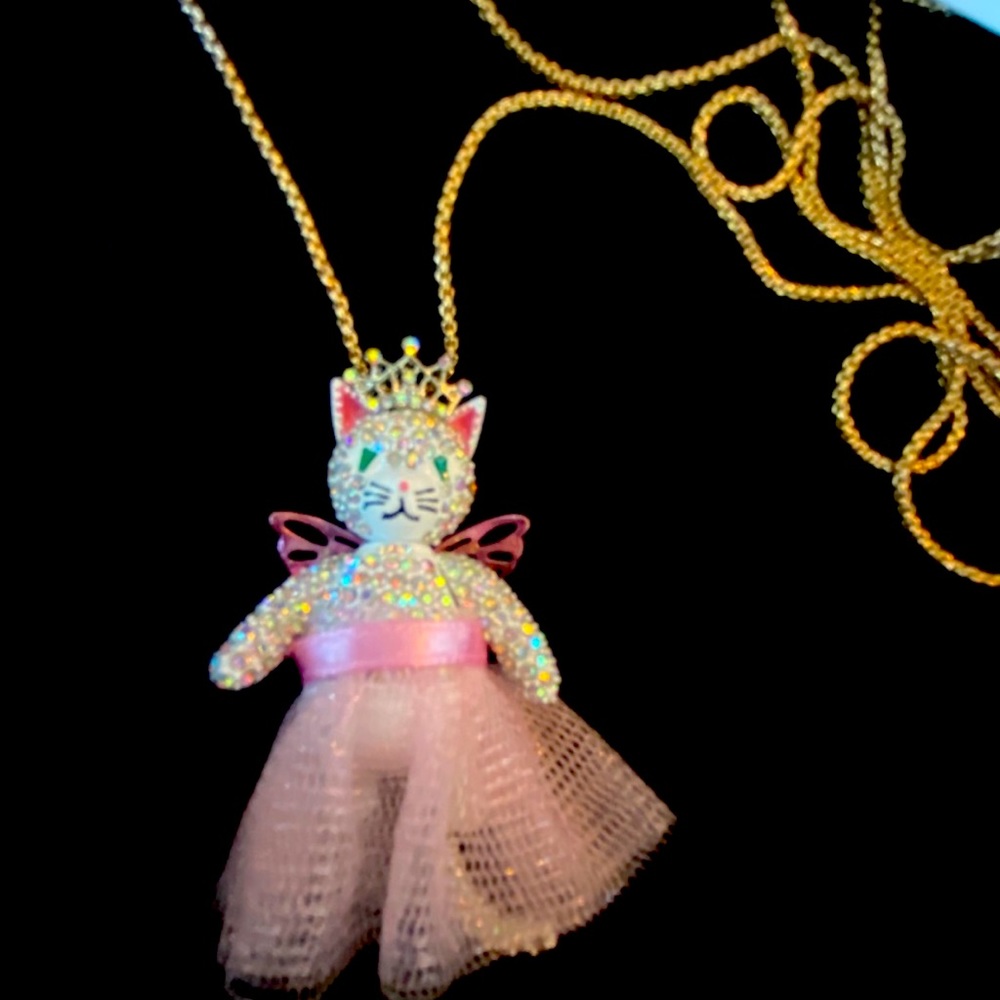 New BETSEY JOHNSON Cat Fairy Stud necklace - Picture 5 of 8